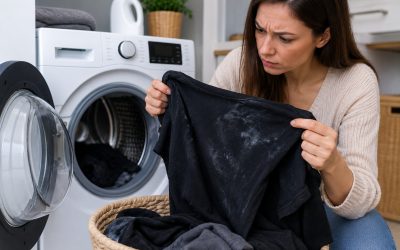 Dlaczego pralka zostawia białe plamy na czarnych ubraniach?